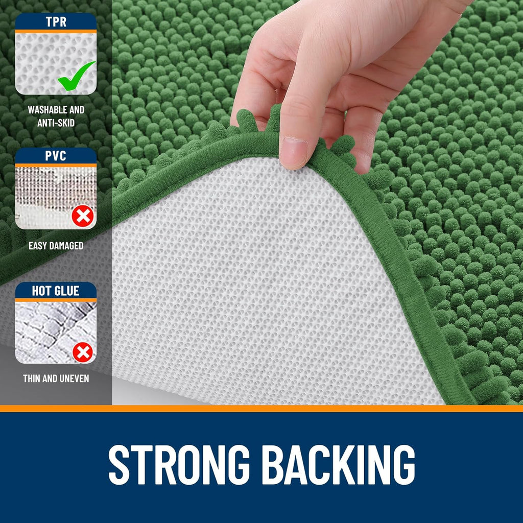 OLANLY Bathroom Rugs - Extra Soft Absorbent Chenille Mats | 30x20 Olive Green, Quick Dry & Machine Washable