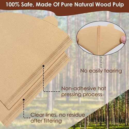 1000 Count Coffee Filters #2, Unbleached Cone Coffee Filters 2, Disposable Natural Paper Filters 2-4 Cup, 02 Cone Filters for Pour Over and Drip Coffee Maker
