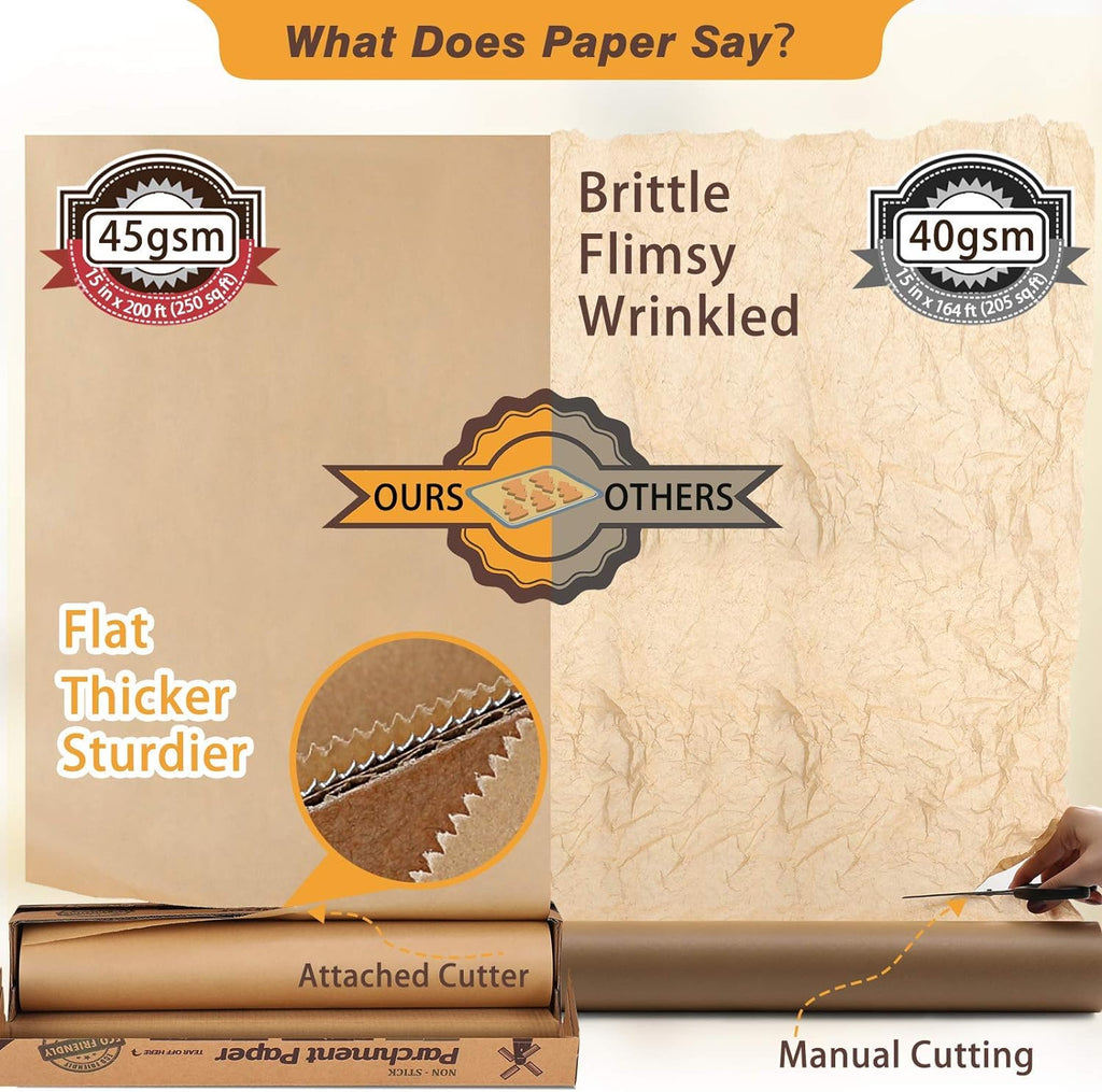 Unbleached Parchment Baking Paper Roll by [Brand Name] - 15 x 200 ft for Baking, Cooking & Grilling