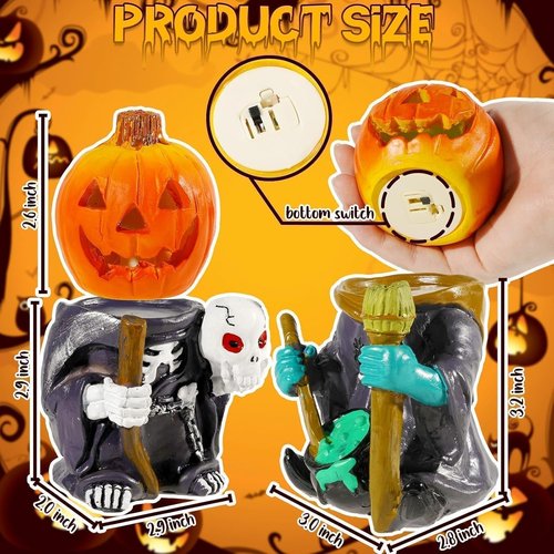 Exasinine Halloween Figurines - 5.5" Resin Jack O’ Lantern Ornaments for Spooky Indoor Décor | Party Gifts