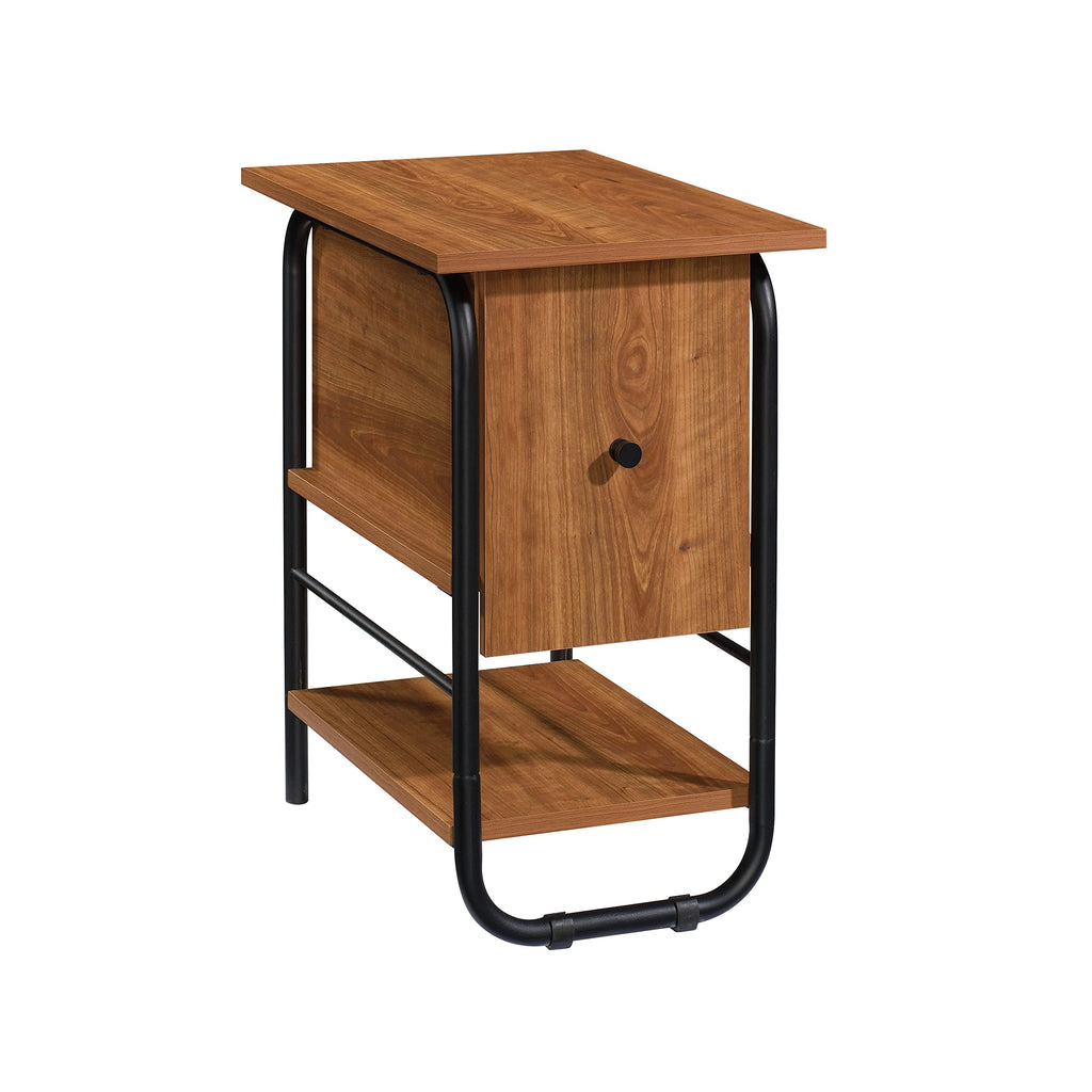 Sauder Union Plain Side Table with Flip Down Door, Prairie Cherry Finish
