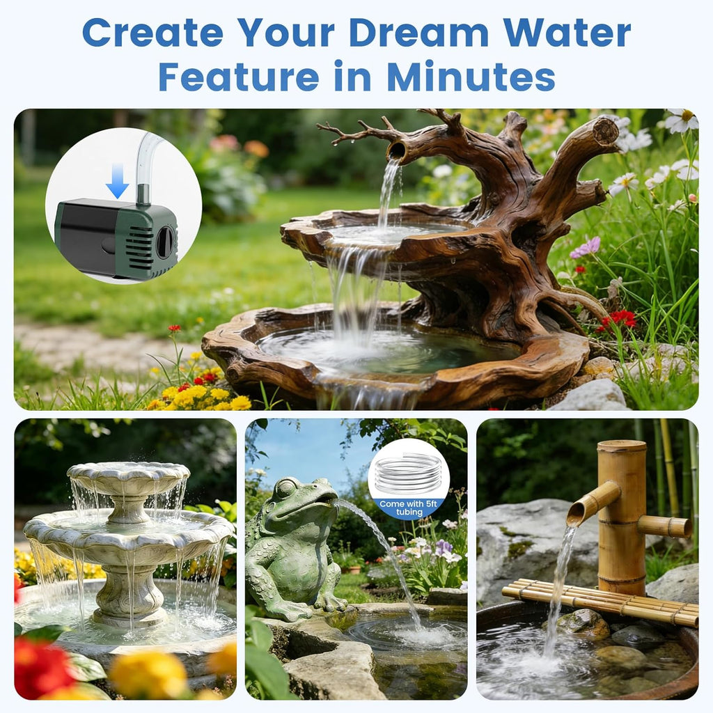 NFESOLAR 20W Solar Fountain Pump - 160GPH Solar Powered Water Pump with Adjustable Flow & 16.4FT Cord for Ponds, Gardens, and Bird Baths