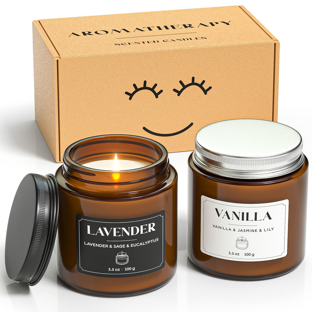 NORVENCE Scented Candles Gift Set, Stress Relief Candles for Home, Premium Soy Candle Set, Candles for Women and Men (Black & White, 7 oz)