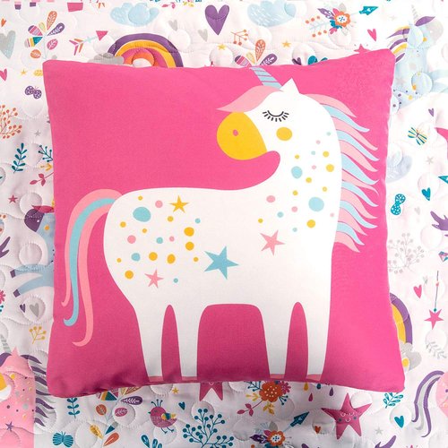 Lush Decor Unicorn Heart 4 Piece Quilt Bedding Set, White/Multi, Twin