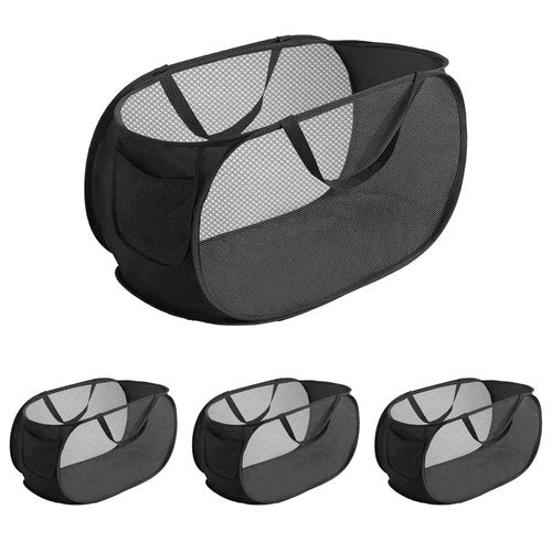 NarangOrnt 4 Pcs pop up laundry hamper Sturdy Large Capacity collapsible laundry basket,Laundry Room,Toy storage,Versatile Use-Home,Camping,Dorm,Hotel,Travel(Black) ﻿