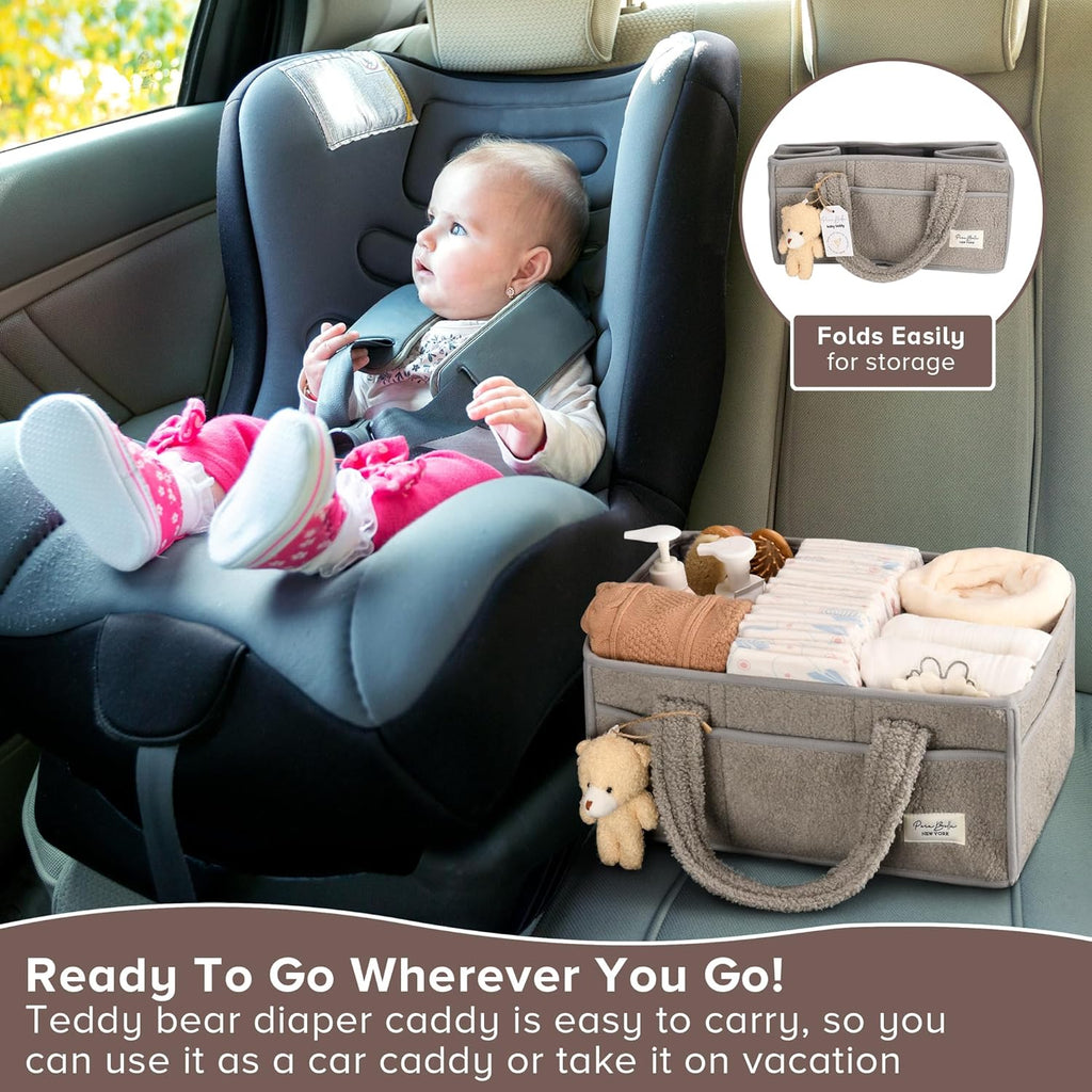 PeraBella Baby Diaper Caddy Organizer - Portable Storage Basket for Newborn Essentials | Ideal Shower Gift
