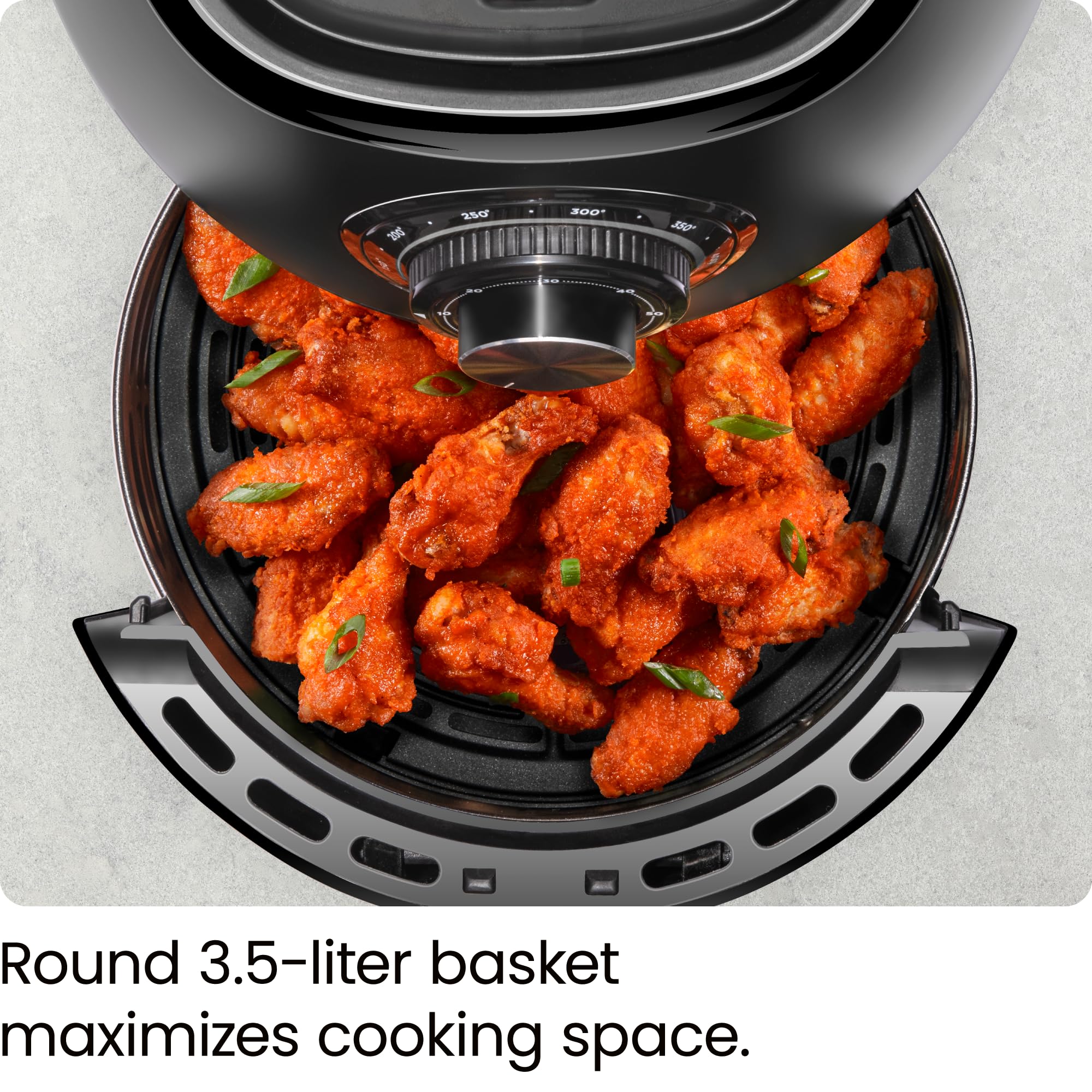 CHEFMAN Small Air Fryer Healthy Cooking, 3.6 Qt, Nonstick, User Friendly and Dual Control Temperature, w/ 60 Minute Timer & Auto Shutoff, Dishwasher Safe Basket, Matte Black, Cookbook Included