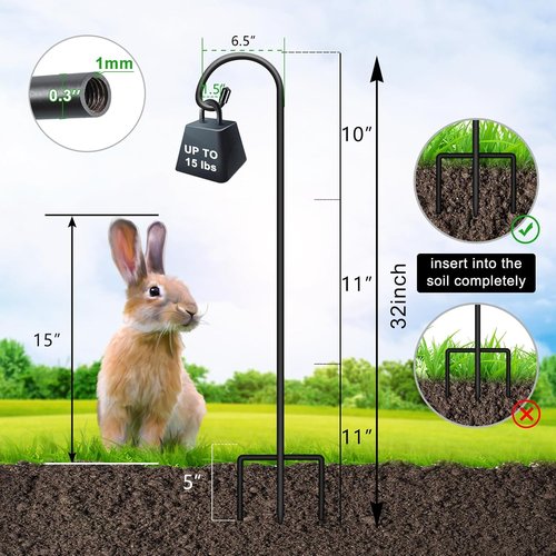 Feed Garden Adjustable 32-Inch Small Shepherds Hooks - Perfect for Lanterns, Plants, Bird Feeders | 2 Pack