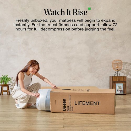 LIFEMENT Queen 12-Inch Graphite Memory Foam Mattress - Medium Firm, Temperature Regulating, CertiPUR-US & Oeko-TEX Certified, 80''L x 60''W