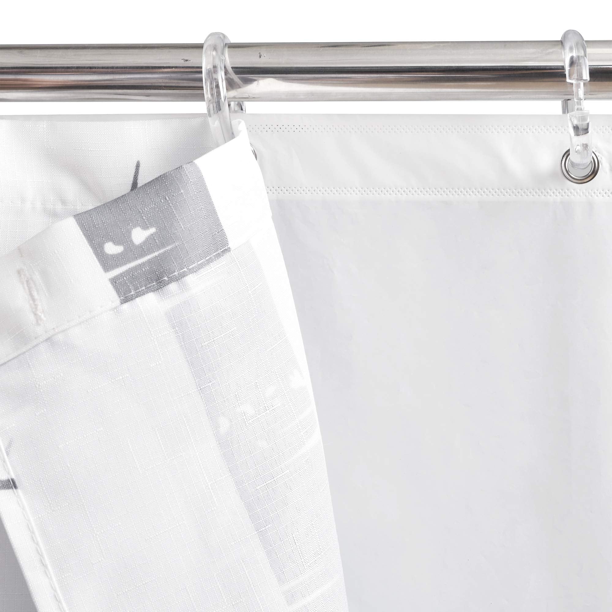 Lush Decor Bird On The Tree Double Swag Shower Curtain with Peva Lining & Rings, Gray, 16 Pieces