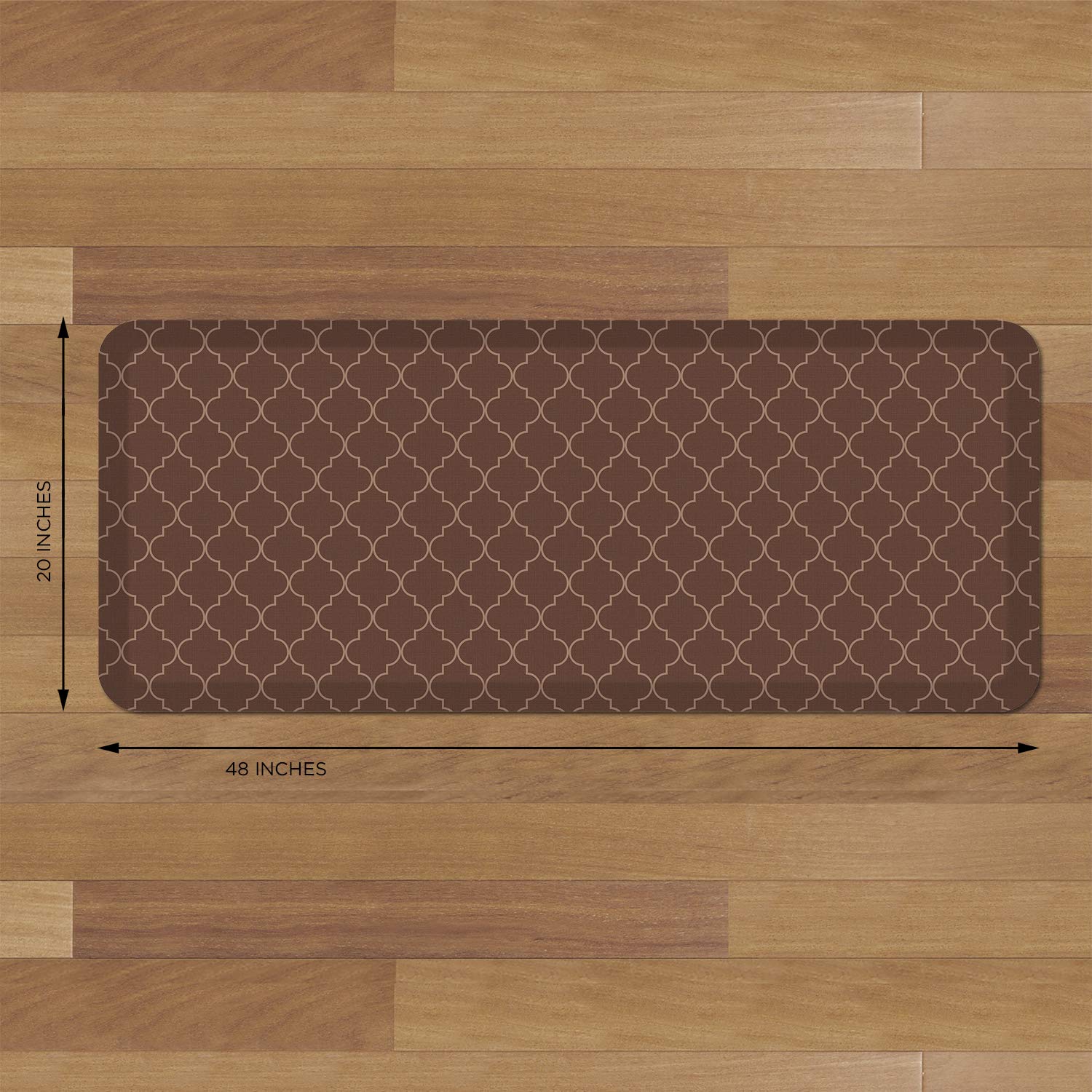 GelPro Anti-Fatigue Designer Comfort Kitchen Floor Mat, 20x48, Trellis Walnut Stain Resistant Surface with 3/4” Thick Ergo-Foam Core for Health and Wellness