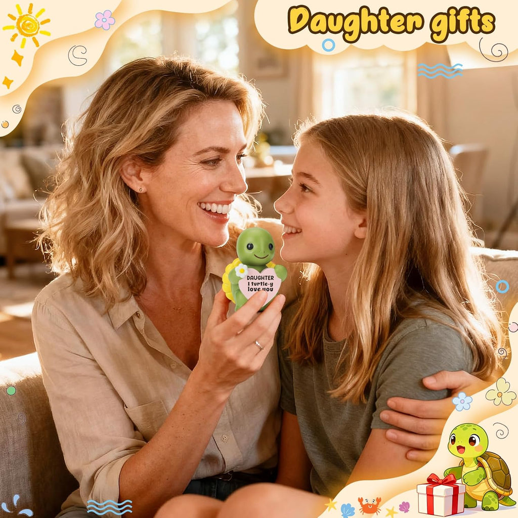 Skiennix Mini Resin Turtle Figurines - Cute Emotional Desk Decor for Mother's Day & Birthdays | Perfect Gift for Daughters & Teens