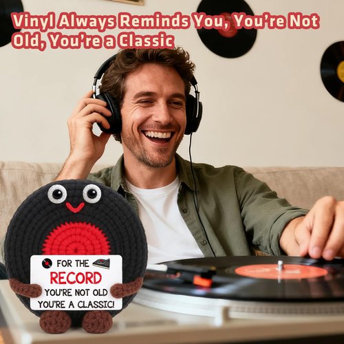 Vinyl Records Easter Basket Stuffers for Teens Boy Men Music Lover, Easter Birthday Gifts for Men Him Boyfriend Dad Coworker Boss Appreciation Gifts Anniversary Mens Gift Handmade Crochet Vinyl Record