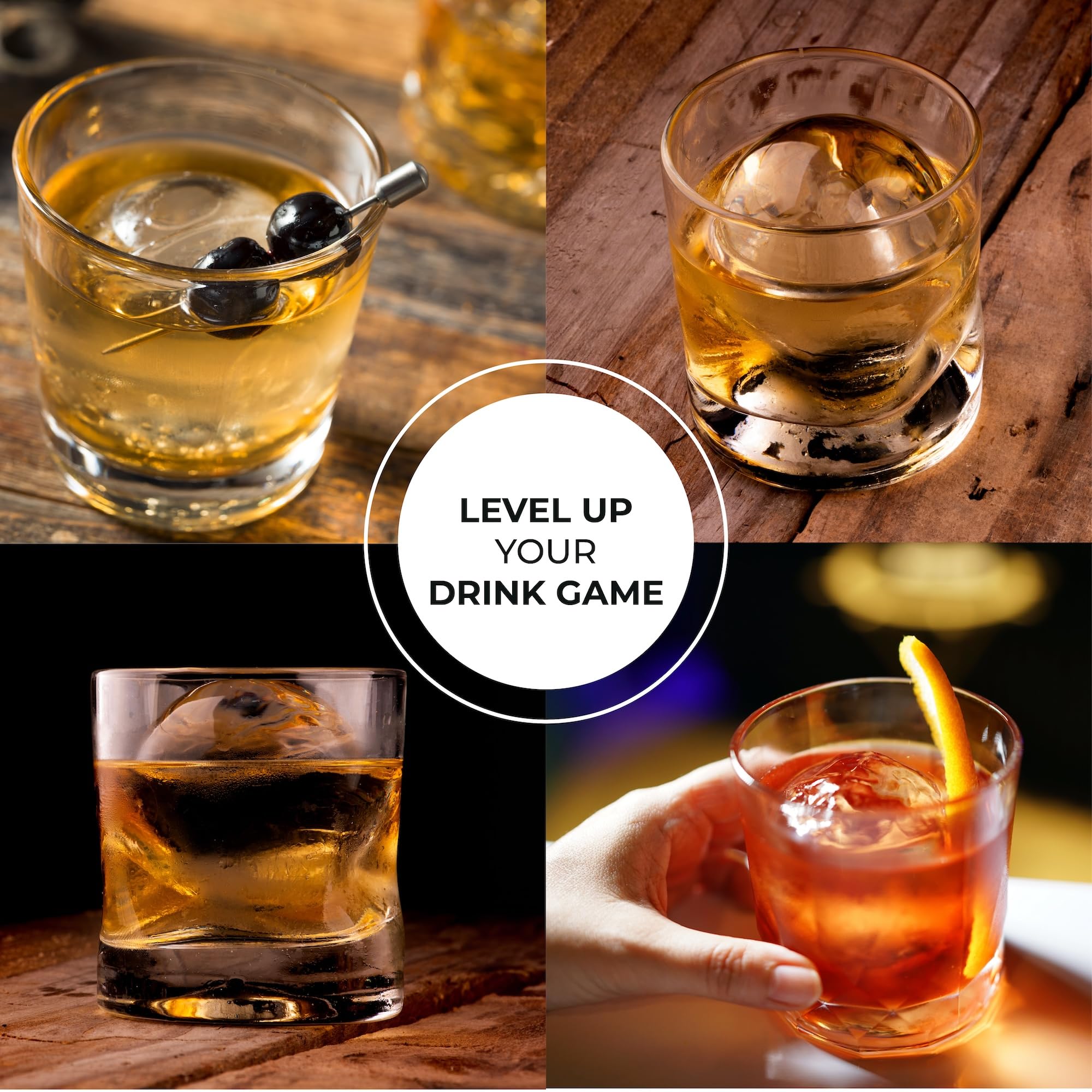 True Cubes Crystal Clear Ice Sphere Maker with Storage Bag – 4 Large Ice Spheres for Cocktails, Whiskey, and Drinks – Stackable Silicone Mold for Slow-Melting, Bartender-Quality Ice