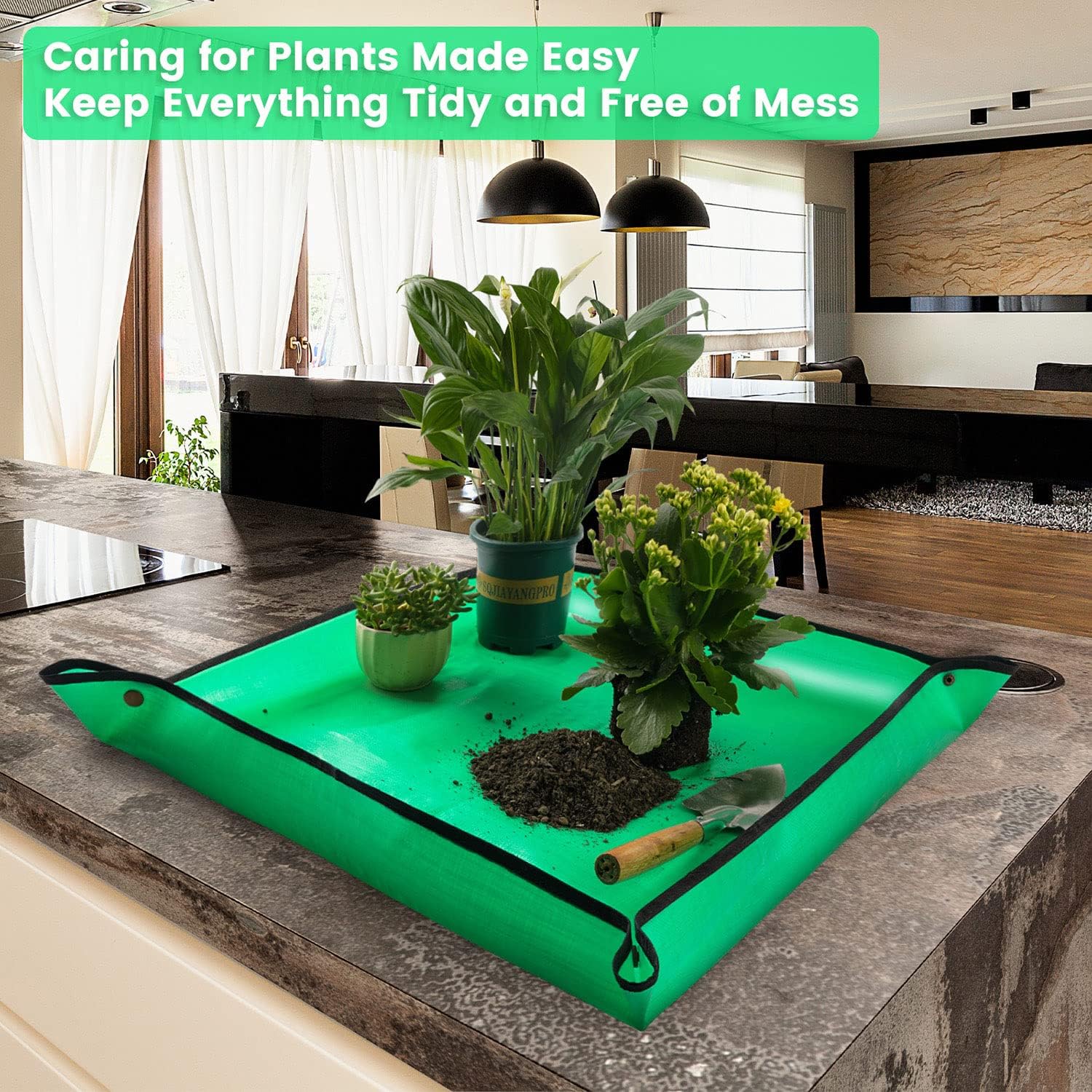 Skiennix Repotting Mat - Waterproof Indoor Plant Transplanting Tray | 26.8" x 26.8" for Mess-Free Gardening