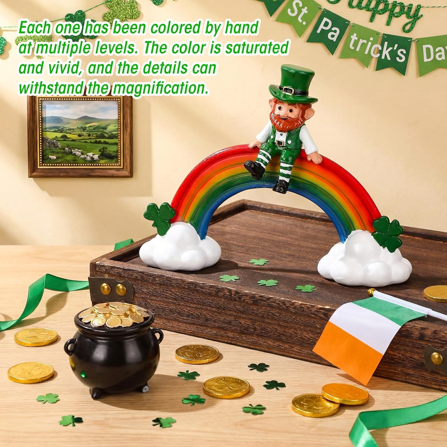Youyole St. Patrick's Leprechaun Figurine - Festive Resin Decor for Home & Holiday Parties