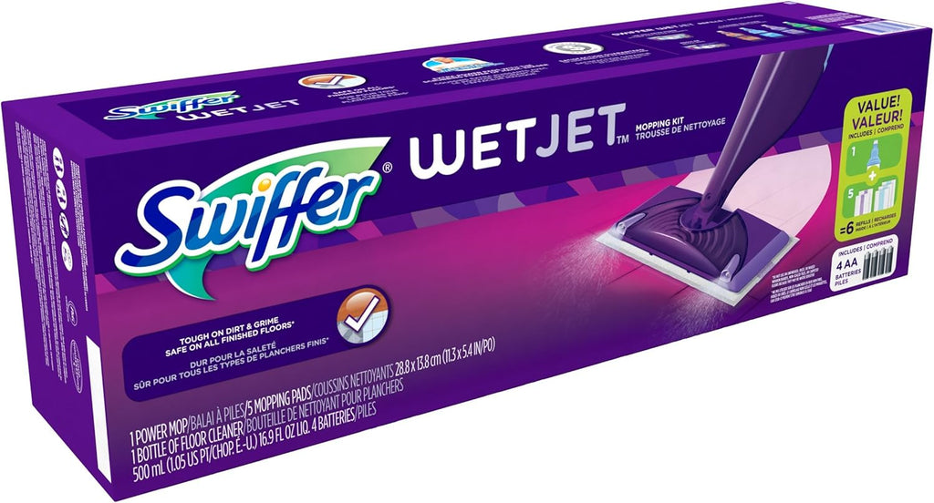 Swiffer WetJet Hardwood Floor Spray Mop Starter Kit - 2 Pack for Effortless Cleaning