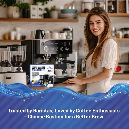 Bastion Coffee Machine Cleaner & Descaler Tablets - 24 Count | Deep Clean & Descale for Keurig, Nespresso, Ninja, Braun, Cuisinart & More | Extend Machine Life & Enhance Coffee Flavor
