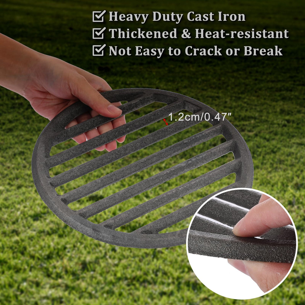 OGANAZI Cast Iron Bottom Fire Grate - 9 Inch Round BBQ Grill Grate Replacement, High Heat Charcoal Plate Bottom Grate Grill Parts, Fireplace Grate for Fire Pit Project BBQ Accessories Parts
