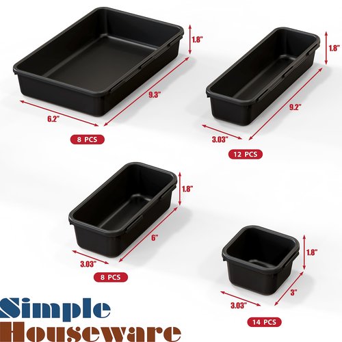 Simple Houseware Interlocking Desk Drawer Bins Organizer, 42 Packs, Black