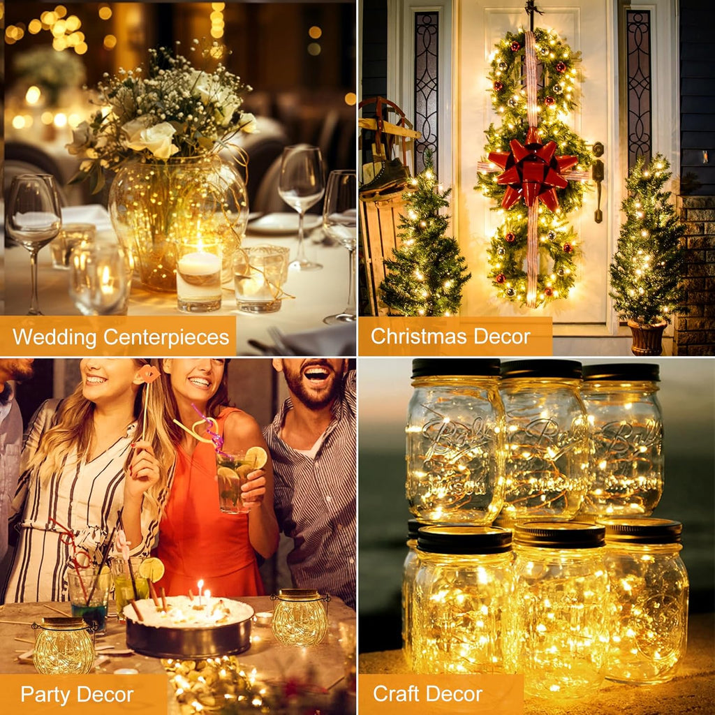 Btfarm 100 Pack Fairy Lights - Battery Operated 20 LED Twinkle Lights | Waterproof Mini Silver Wire for Christmas & Weddings, Warm White