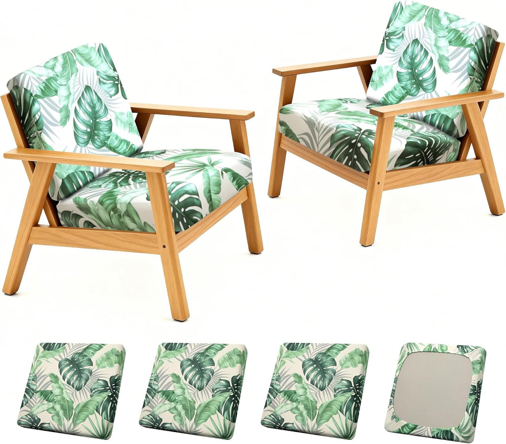 BIETYONE Patio Cushion Covers - 4Pcs Stretch Slipcovers for Outdoor Sofa | Washable & Reusable