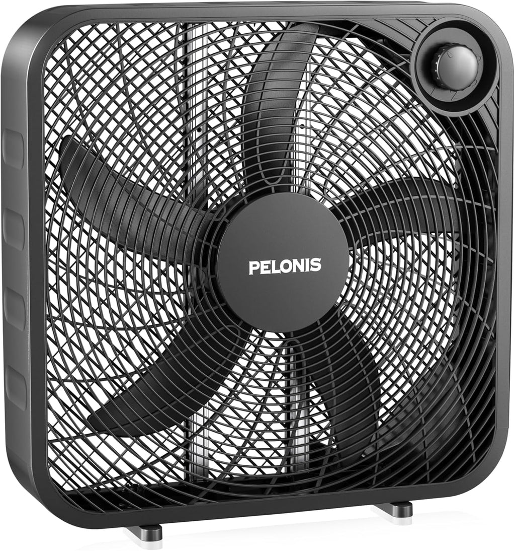 Pelonis 20 Inch Box Fan - 3 Speed Floor & Window Fan with Superior Air Throw (2295 CFM) - Lightweight & Versatile for Home or Office