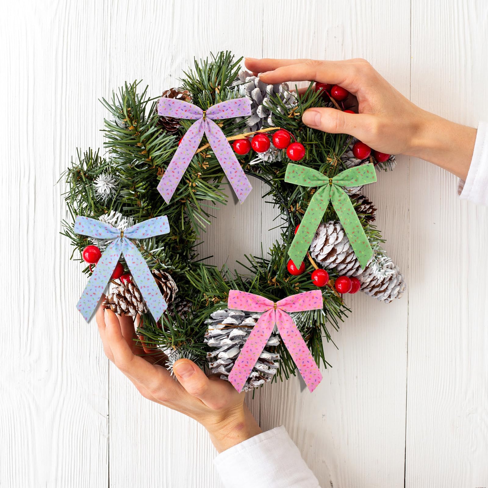 Hillsuren 24 Pcs Camouflage Christmas Bows for Christmas Tree 6 Inch Army Ribbon Bows for Wreath Xmas Gift Wrapping Garland Retirement Military Theme Party Decoration (Camouflage)
