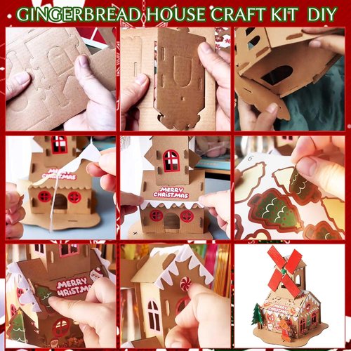 JeVenis Gingerbread House Craft Kit - DIY 3D Building Set for Christmas & New Year Decor