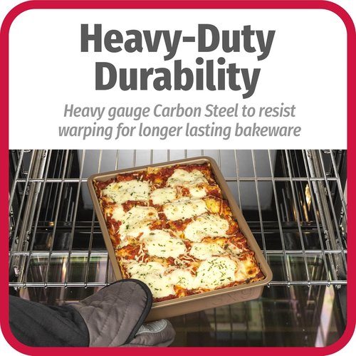 GoodCook BestBake Nonstick Bronze 9" x 13" Baking Pan - Durable Carbon Steel, Scratch-Resistant & Easy Cleanup
