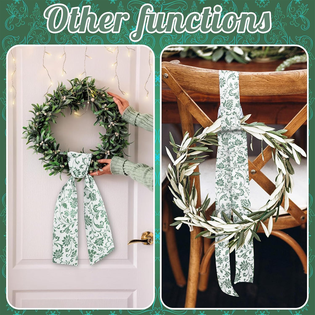VitalCozy Wreath Sash - Elegant Satin Ribbon for Embroidery Monogram | Indoor/Outdoor Use (Fresh)