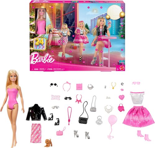 Barbie Holiday Advent Calendar - 24 Surprises with Clothing, Accessories & Pet Puppy | Blonde Doll