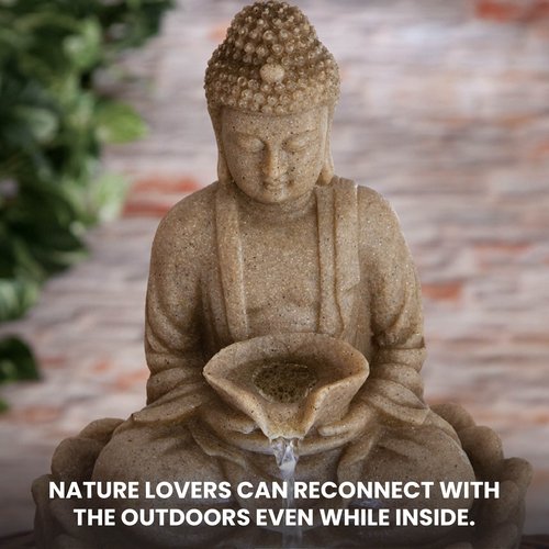 Bits and Pieces - Indoor Meditating Buddha Fountain - Compact & Lightweight Water Fountain Tabletop Decoration