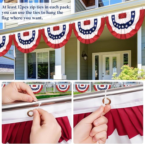 American Flag Bunting by 4Pack - 4th of July Patriotic Decorations | 2x4 FT Pleated Fan Flags