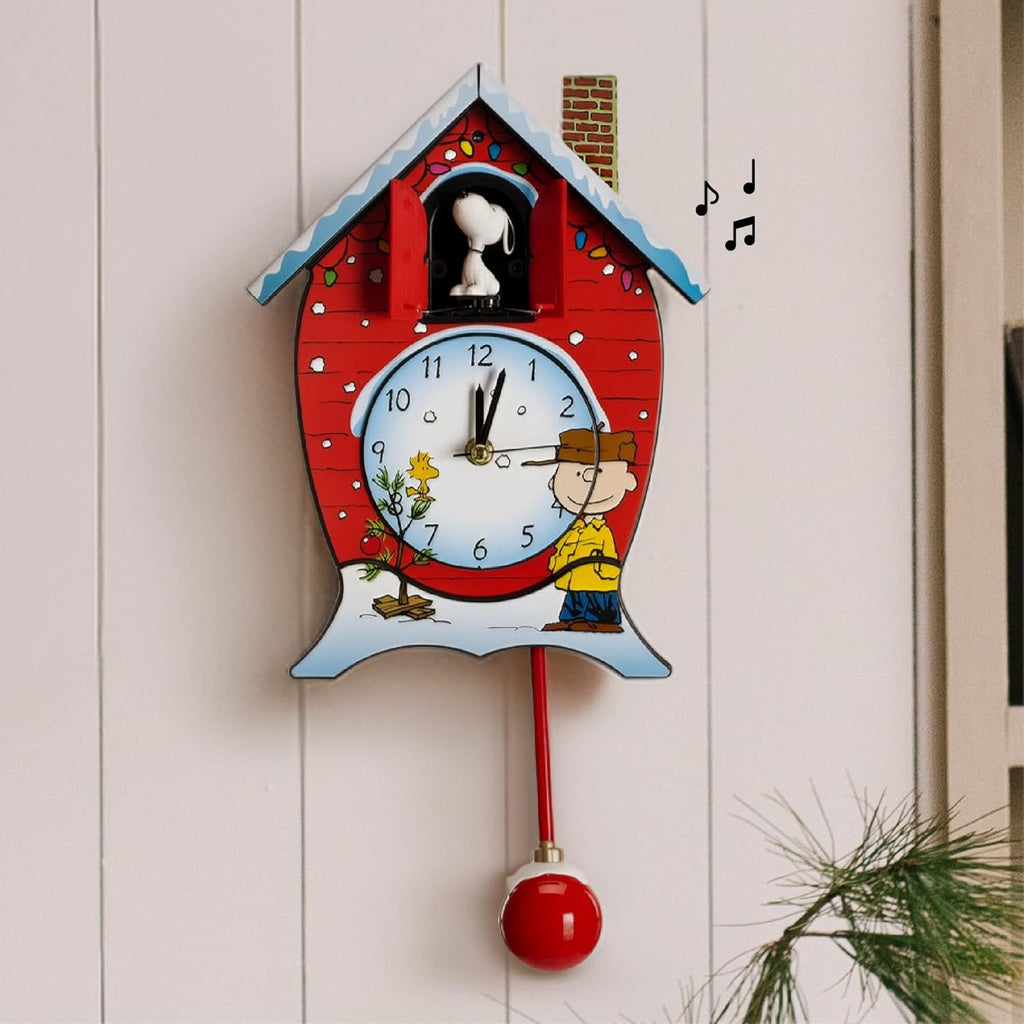 Mark Feldstein Peanuts Cuckoo Clock - Linus and Lucy Song | 17-Inch Red Design