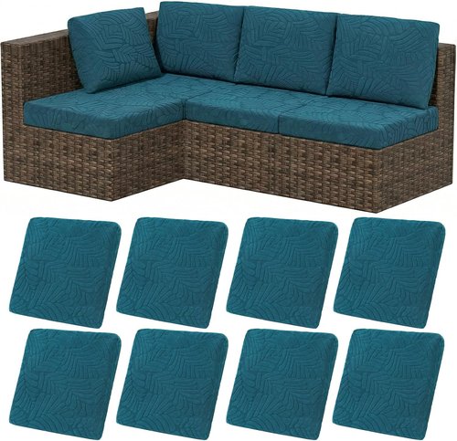 Hebe Stretch Patio Cushion Covers Set - 8 Waterproof & Washable Slipcovers for Outdoor Furniture
