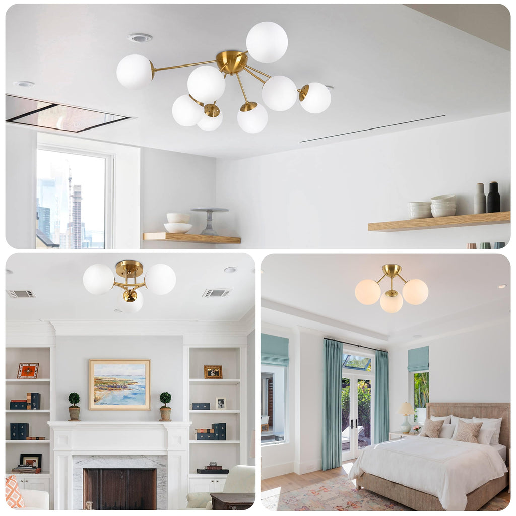 KoKo&Yukina 6 Inch Milk White Glass Globes Shade Frosted Replacement Glass Shades - 2.67" Fitter Opening - Lighting Fixture Replacement
