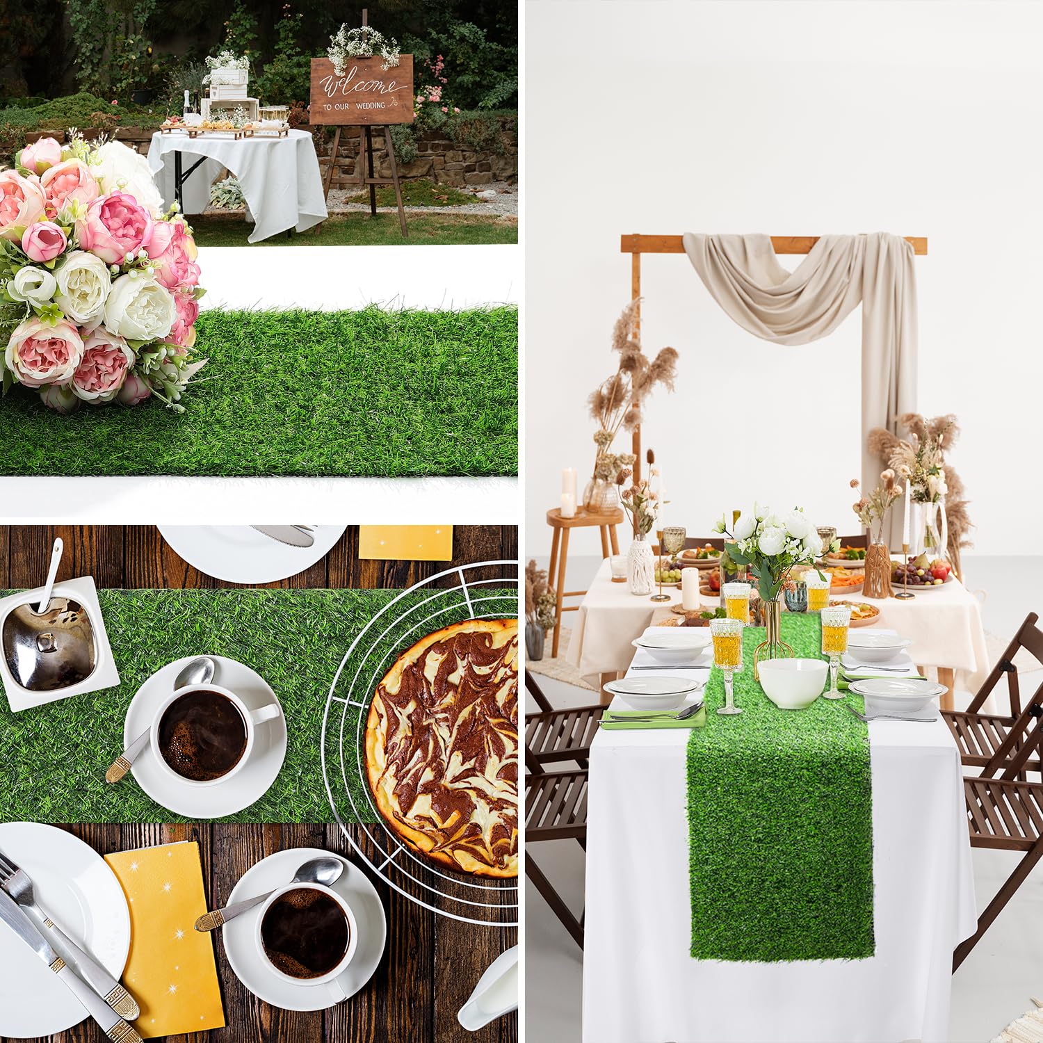 Artificial Grass Table Runners-13 x 36 Inches Faux Grass Table Runner for Golf Themed Party,Synthetic Turf Table Runner for Wedding Party, Birthday, Banquet, Baby Shower, Home Decor