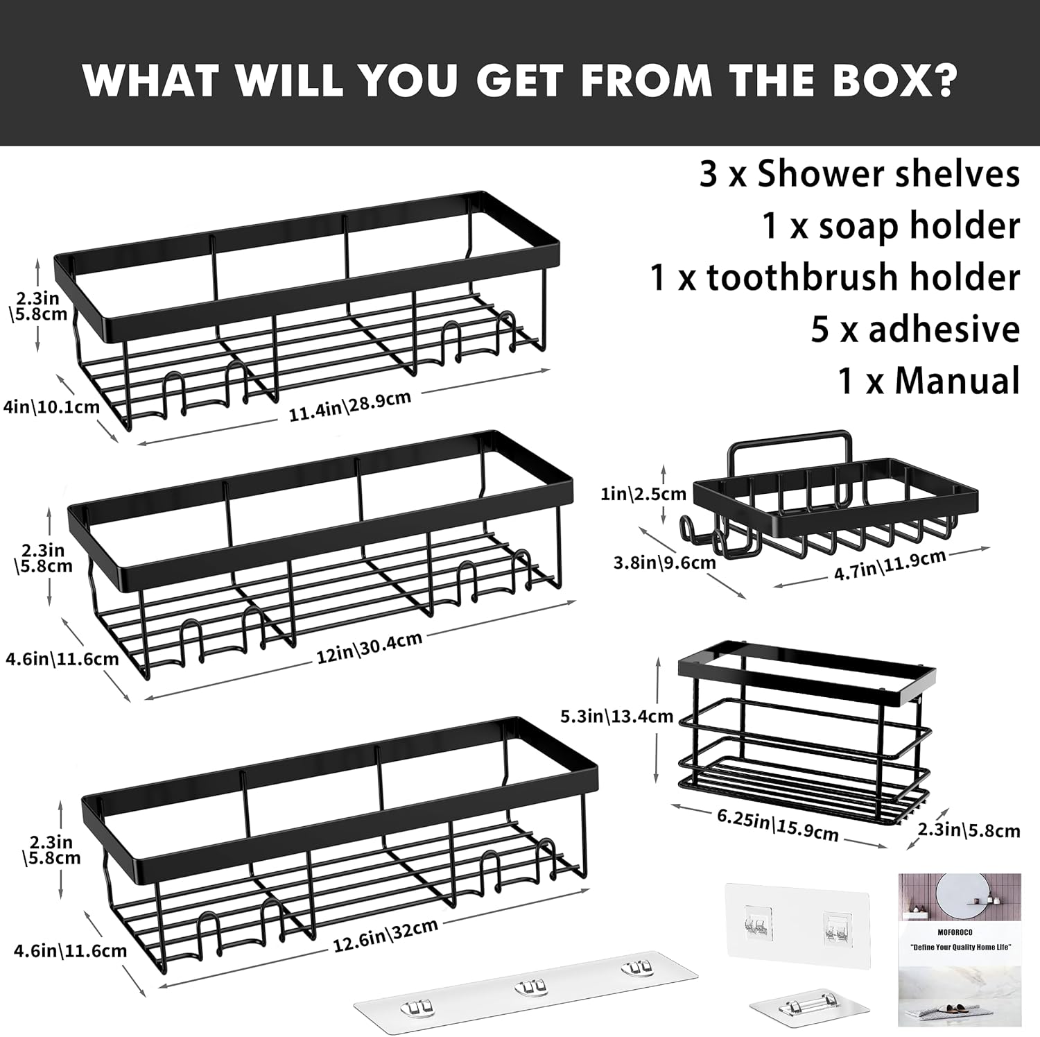 Moforoco Shower Caddy Organizer Shelves - 5 Pack Corner Storage for Bathroom & RV Essentials