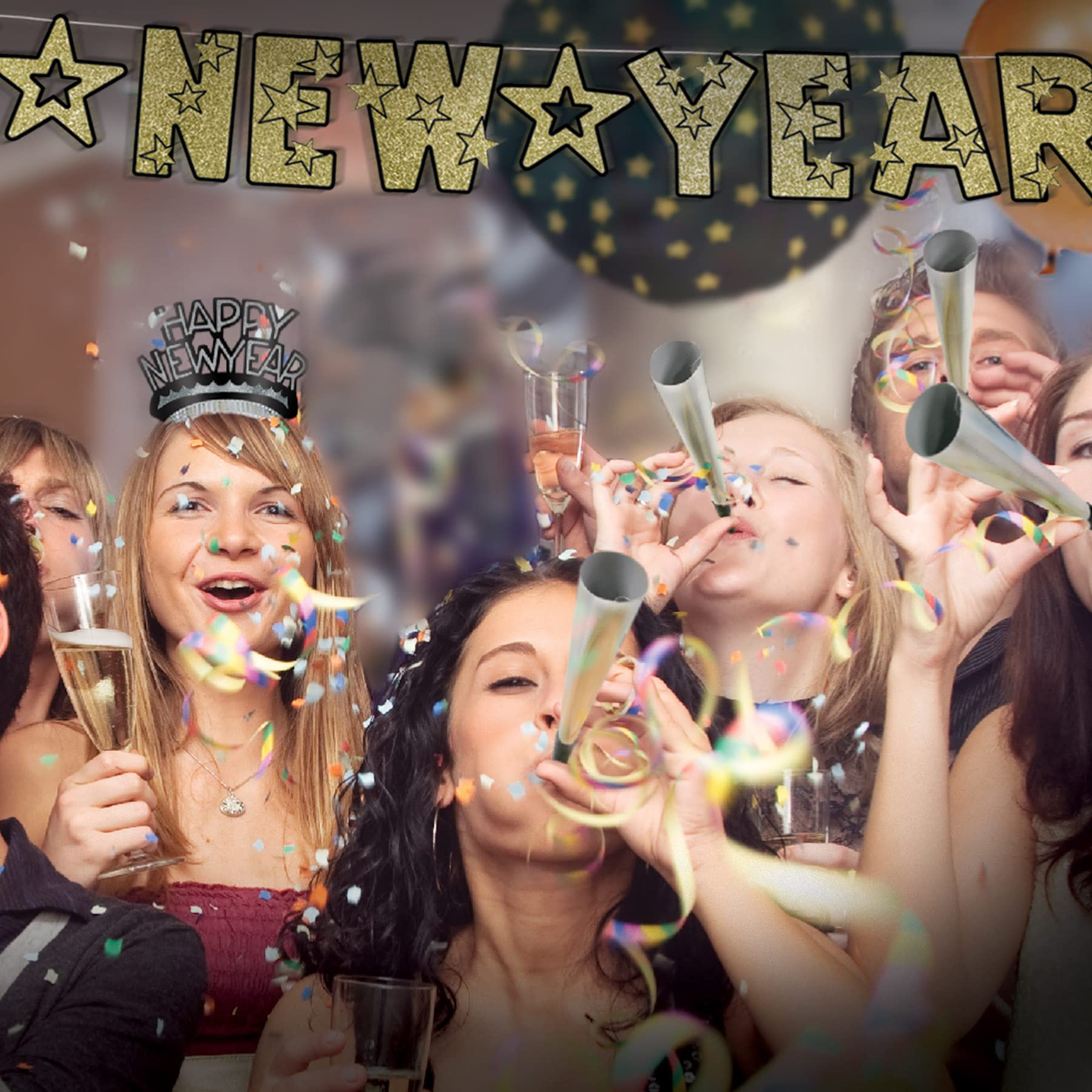 Beistle Sparkling Silver Horns – 100 Pack, Bulk Metallic Party Noisemakers for New Year’s Eve, Graduation, Weddings, Anniversaries, Sporting Events, and Loud Birthday Celebration Moments, 9"