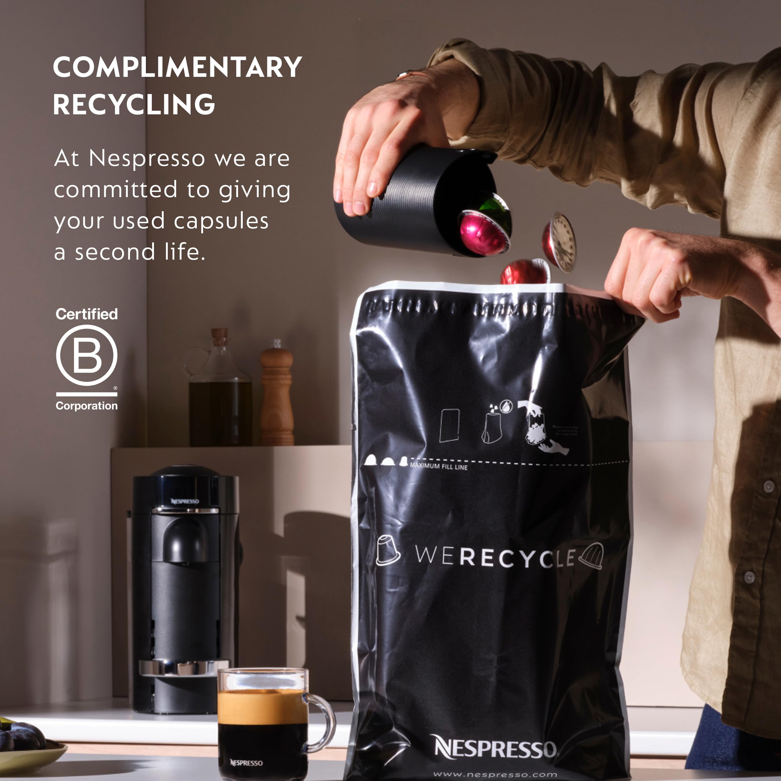 Nespresso Vertuo Pop+ Coffee and Espresso Maker by Breville, Matte Black Gold