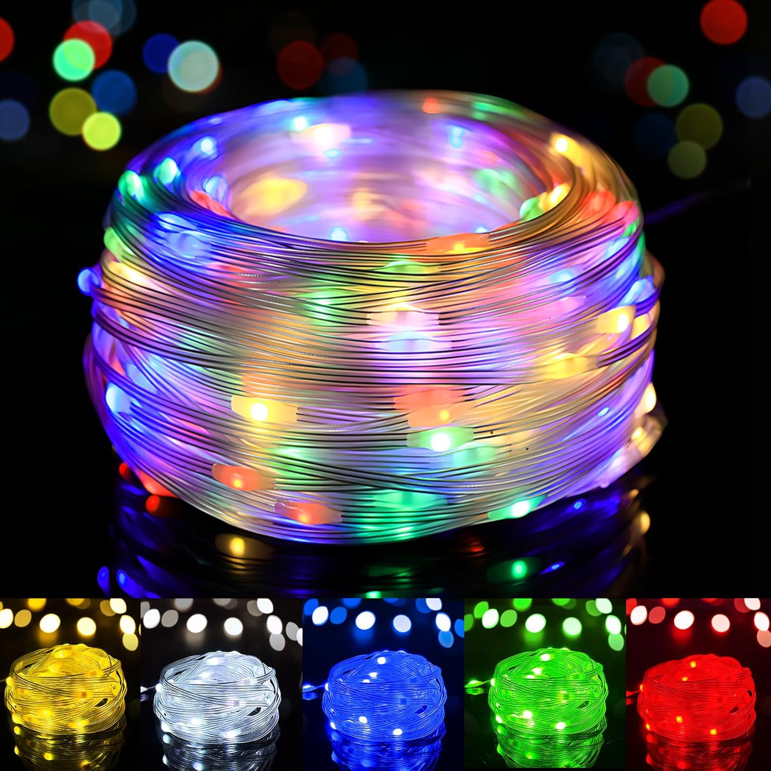 Skiennix USB Plug-In Christmas Fairy String Lights - 16ft 50 LED Color Changing with App Control & Remote Timer