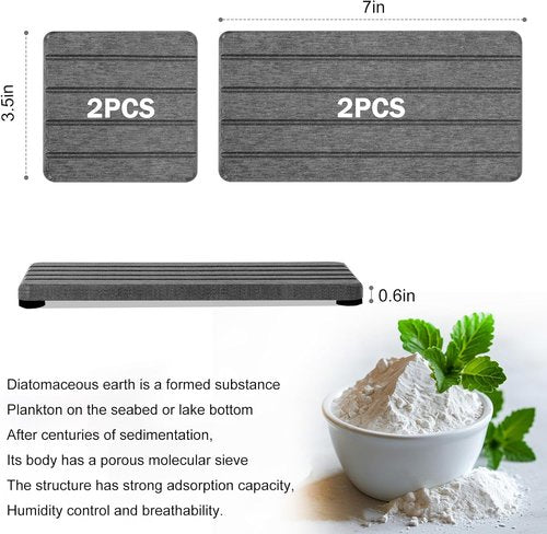 Diatomite Stone Soap Tray - 4PCS Fast Drying Water Absorbing Coaster for Bathroom & Kitchen