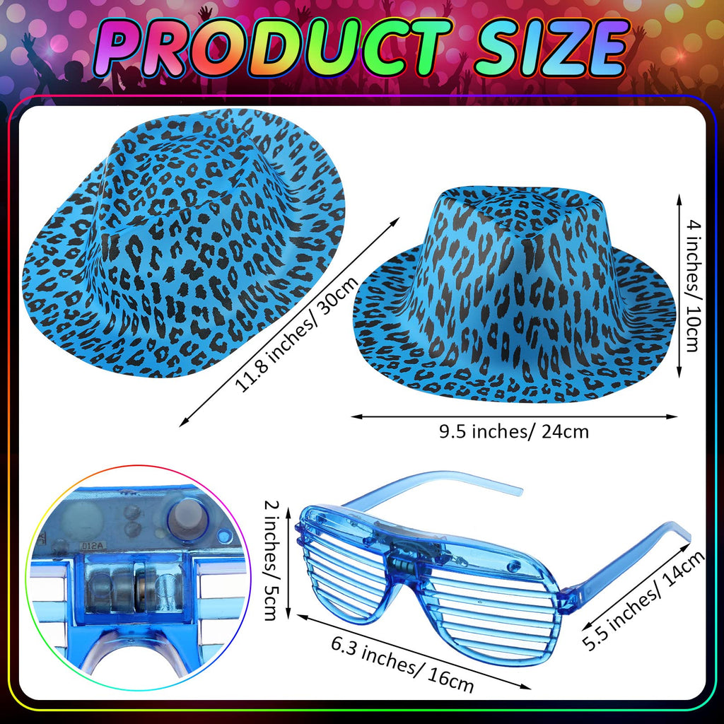 60 Set Party Hats Glasses Including 30 Neon Animal Print Plastic Hats and 30 Flashing LED Light up Glasses for Adult Birthday Bachelorette Party Props