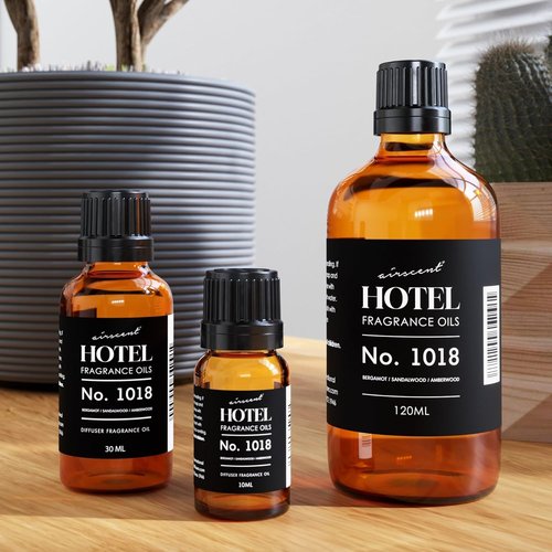 AirScent Hotel Diffuser Oil No. 1018 - Bergamot Sandalwood Amberwood | Premium Fragrance Oil for Ultrasonic Diffusers - 10 ml Glass Bottle