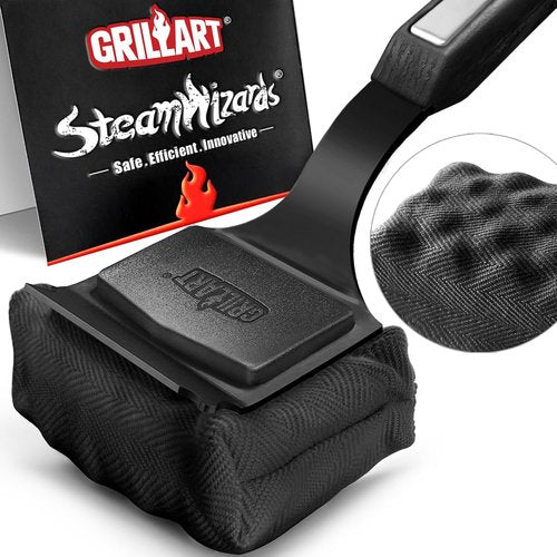 GRILLART Grill Brush - Bristle-Free BBQ Cleaner with Replaceable Head for Cast Iron & Stainless Steel Grates | Dark Black