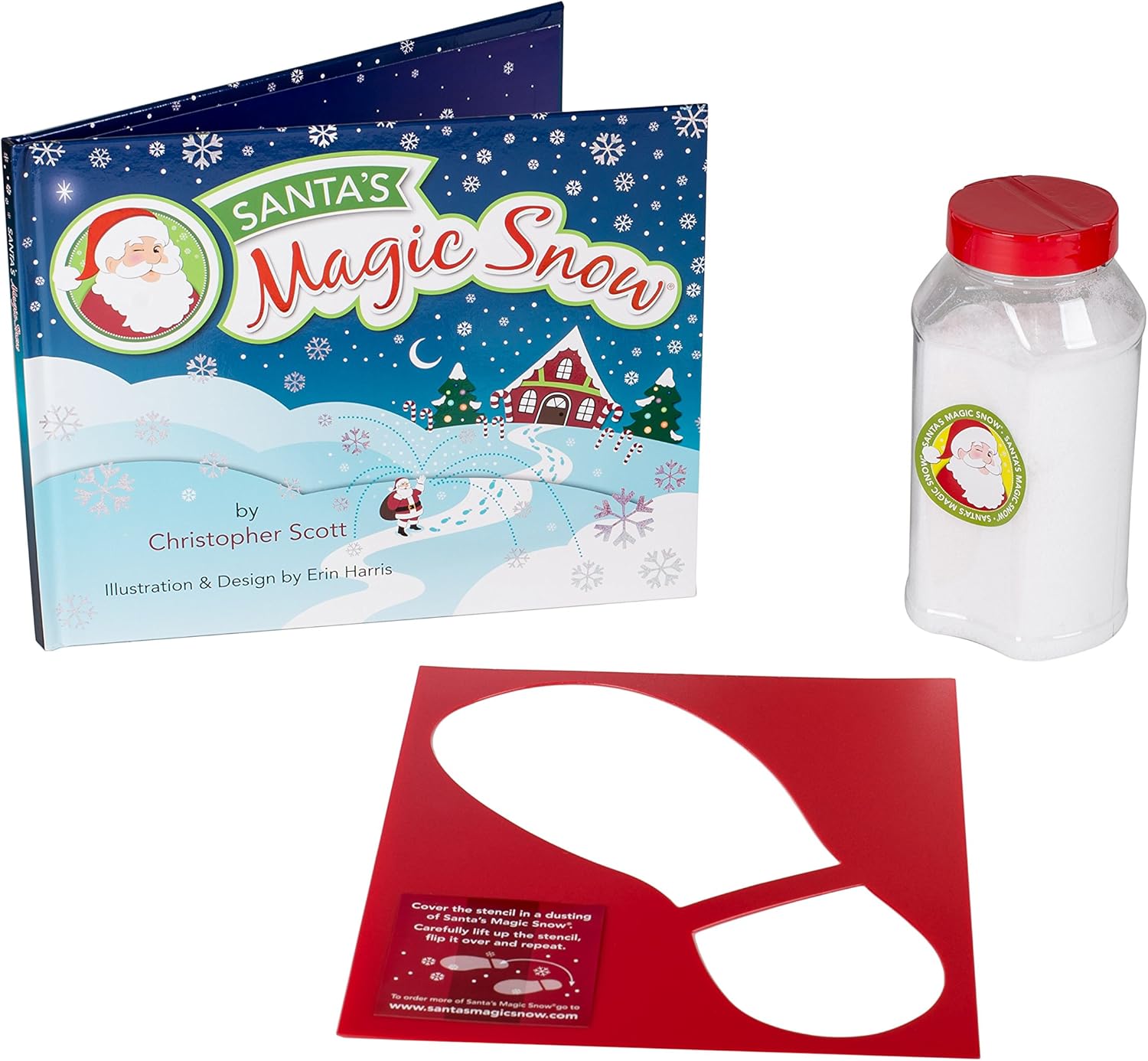 Santa Claus Book & Snow Boot Stencil Kit - 3 Piece Holiday Craft Set