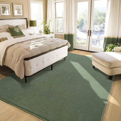 Amearea Modern Area Rug - Thickened Memory Foam, Fluffy & Washable - 4x6 Feet Sage Green for Kids & Living Room