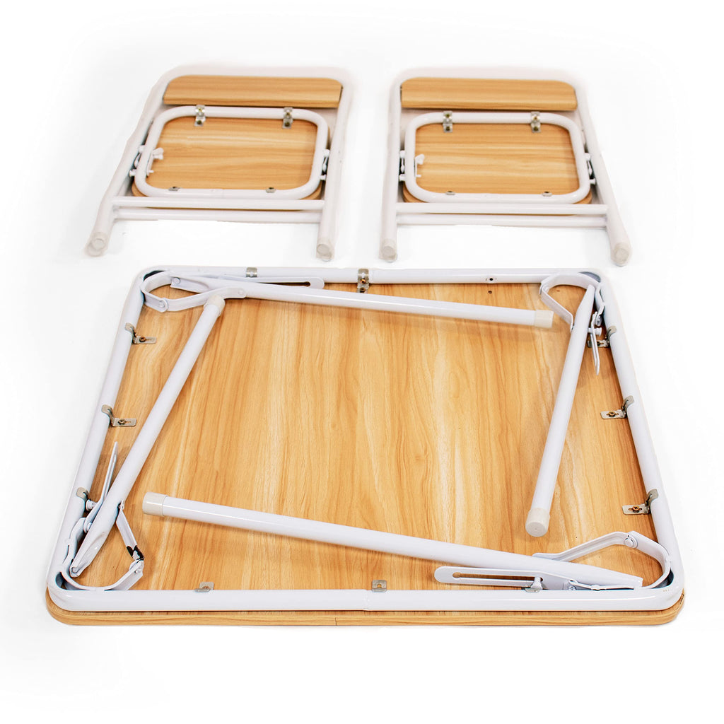 Humble Crew Kids Table and Chair Set, Toddler Activity Table with 2 Chairs for Play, Crafts, Snacks & Learning, Kids Furniture for Playroom & Bedroom, Folding, Natural/White