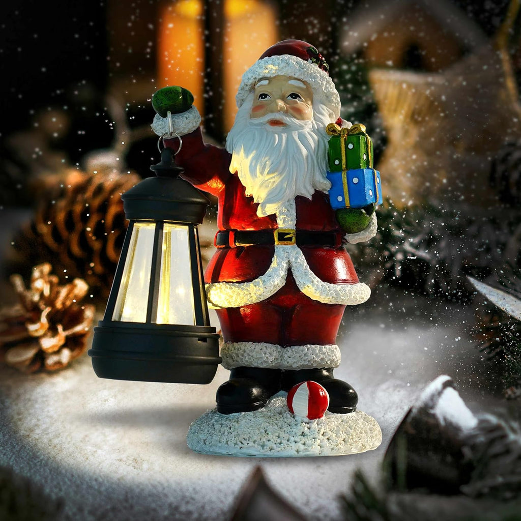Skiennix Santa Claus Decor - Charming Standing Figurines with Lantern Light for Holiday Home Decor